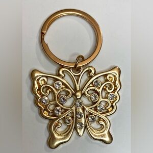 Gold Butterfly Keychain with Rhinestones